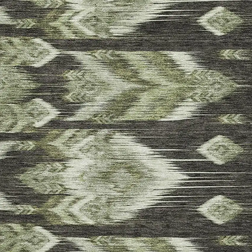 Olive Green And Gray Southwestern Washable Area Rug With UV Protection Photo 3