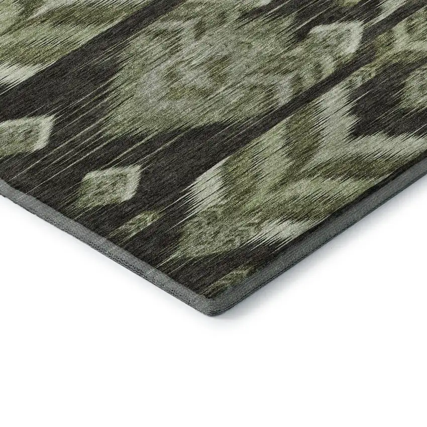 Olive Green And Gray Southwestern Washable Area Rug With UV Protection Photo 8