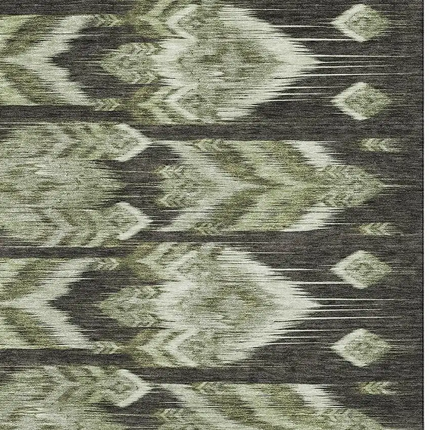 Olive Green And Gray Southwestern Washable Area Rug With UV Protection Photo 4