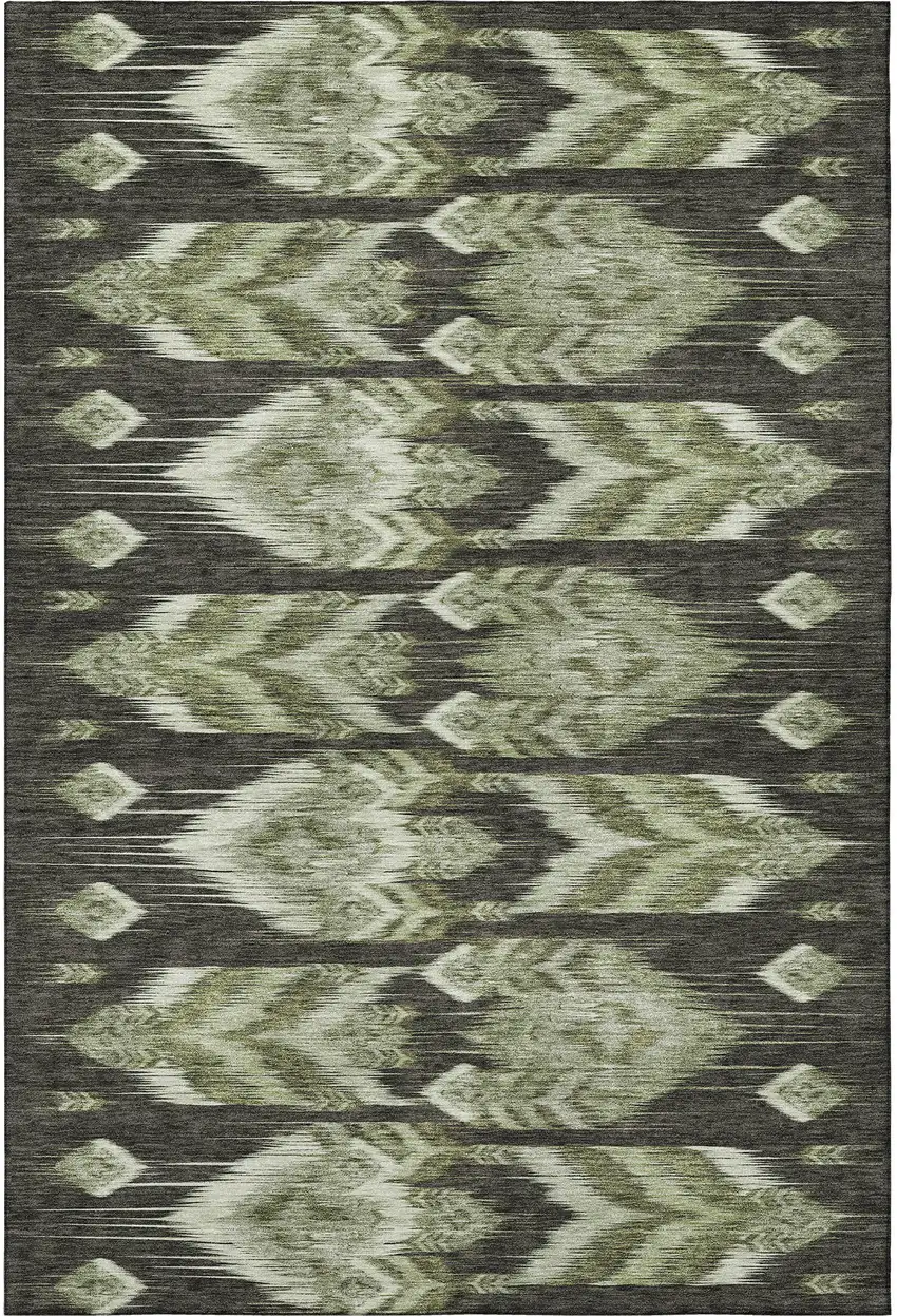 Olive Green And Gray Southwestern Washable Area Rug With UV Protection Photo 4