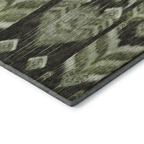 Olive Green And Gray Southwestern Washable Area Rug With UV Protection Photo 8