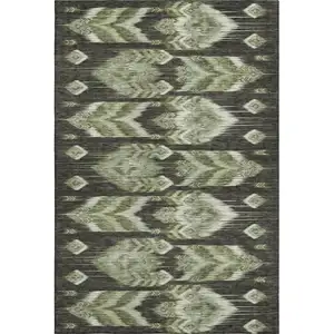 Photo of Olive Green And Gray Southwestern Washable Area Rug With UV Protection