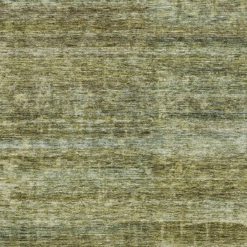 Olive Green And Gray Striped Washable Area Rug With UV Protection Photo 4