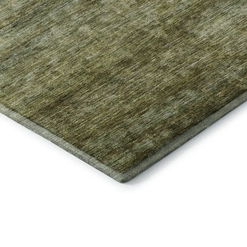 Olive Green And Gray Striped Washable Area Rug With UV Protection Photo 5