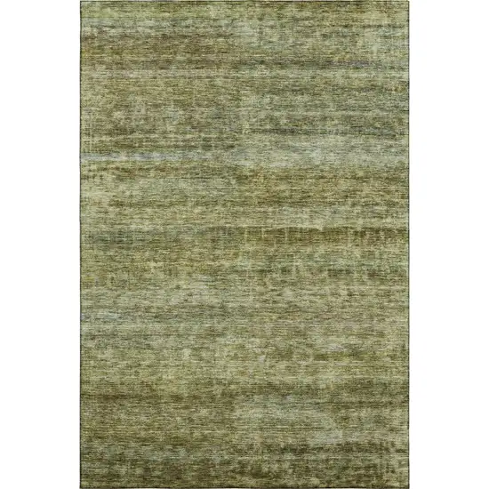 Olive Green And Gray Striped Washable Area Rug With UV Protection Photo 3