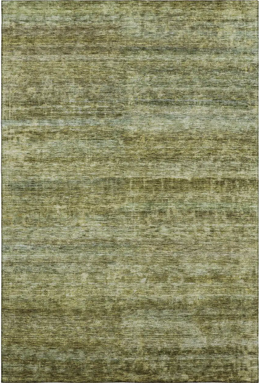 Olive Green And Gray Striped Washable Area Rug With UV Protection Photo 3