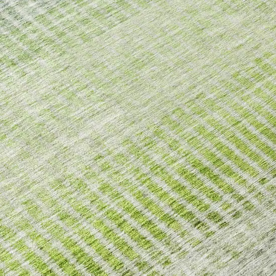 Olive Green And Gray Striped Washable Indoor Outdoor Area Rug Photo 7