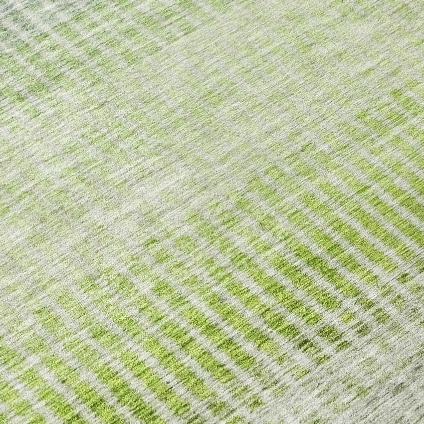 Olive Green And Gray Striped Washable Indoor Outdoor Area Rug Photo 7