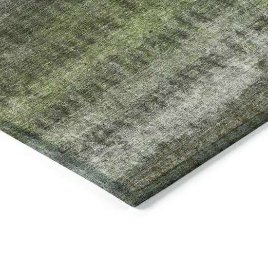 Olive Green And Gray Striped Washable Indoor Outdoor Area Rug Photo 5