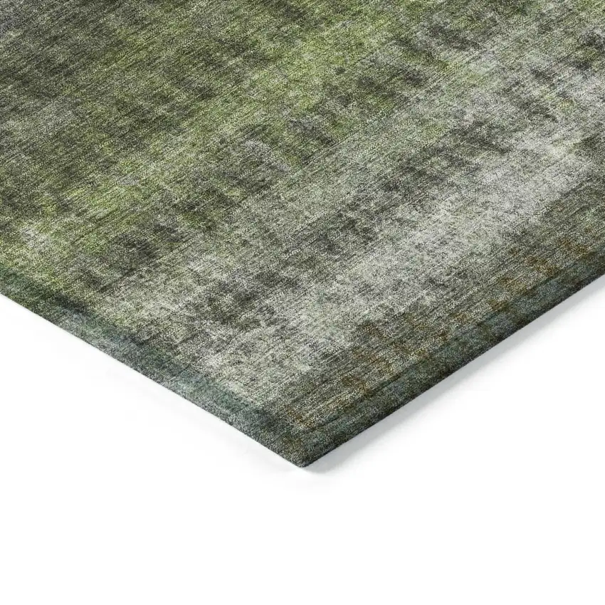 Olive Green And Gray Striped Washable Indoor Outdoor Area Rug Photo 4