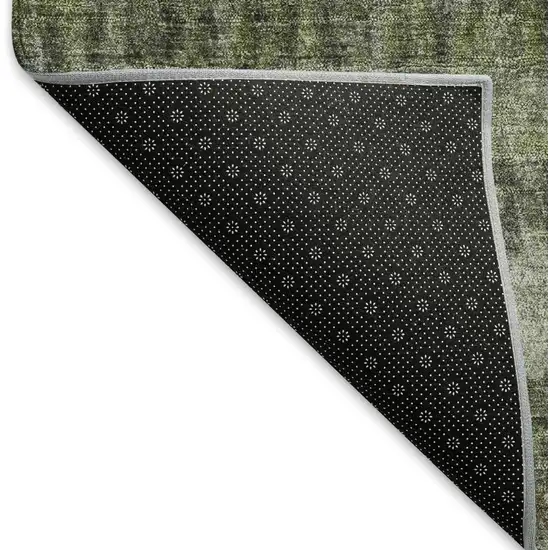 Olive Green And Gray Striped Washable Indoor Outdoor Area Rug Photo 3