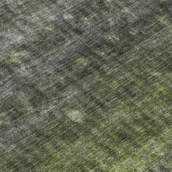 Olive Green And Gray Striped Washable Indoor Outdoor Area Rug Photo 6