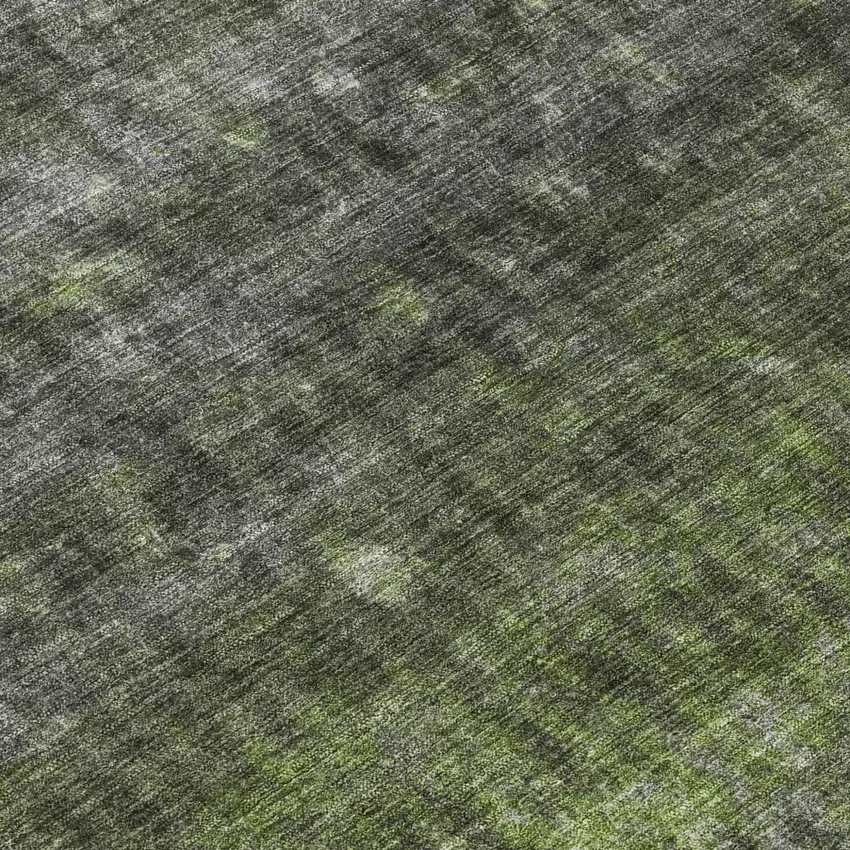 Olive Green And Gray Striped Washable Indoor Outdoor Area Rug Photo 6