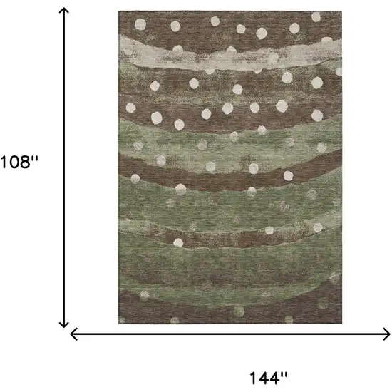 Olive Green And Gray Striped Washable Indoor Outdoor Area Rug Photo 9