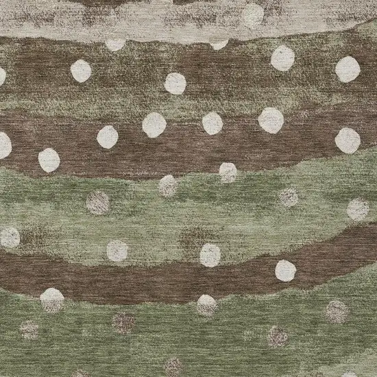 Olive Green And Gray Striped Washable Indoor Outdoor Area Rug Photo 3