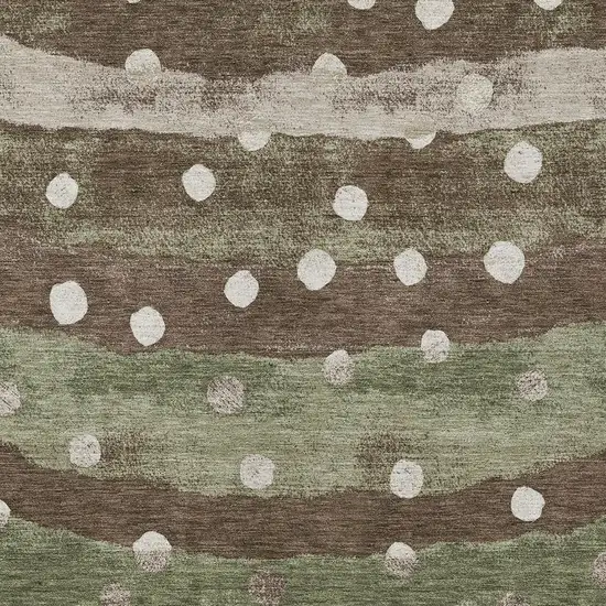 Olive Green And Gray Striped Washable Indoor Outdoor Area Rug Photo 5