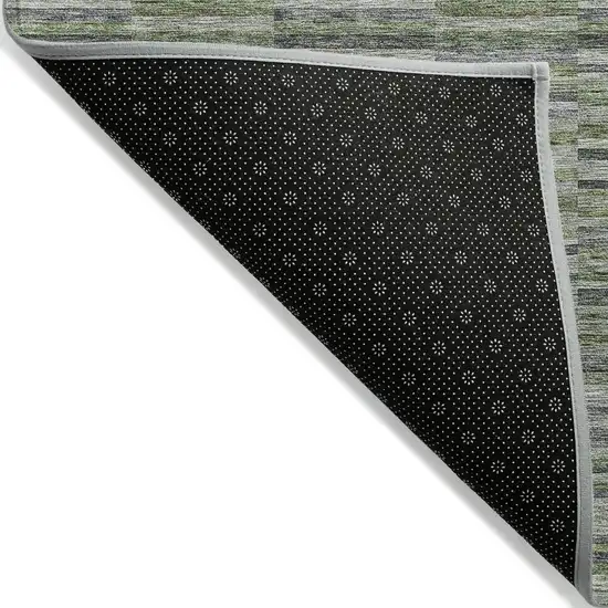 Olive Green And Gray Striped Washable Indoor Outdoor Area Rug Photo 4