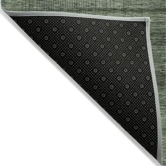 Olive Green And Gray Striped Washable Indoor Outdoor Area Rug Photo 4