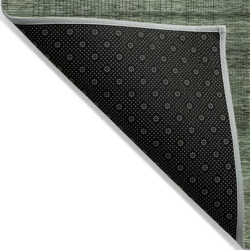 Olive Green And Gray Striped Washable Indoor Outdoor Area Rug Photo 4