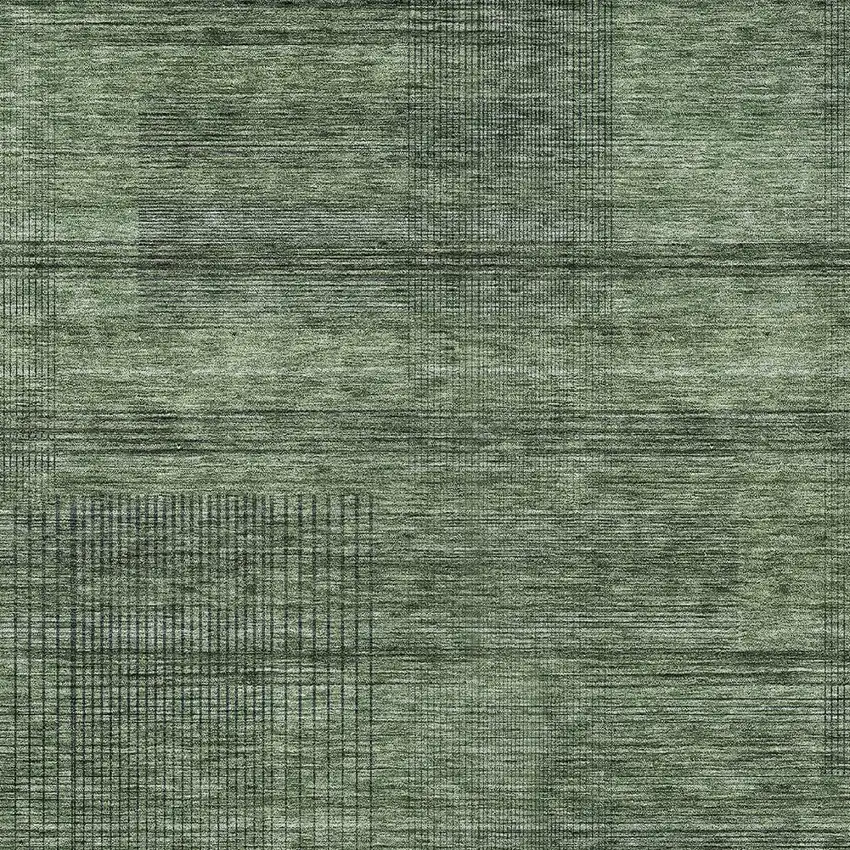 Olive Green And Gray Striped Washable Indoor Outdoor Area Rug Photo 6