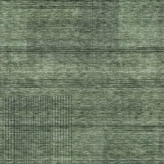 Olive Green And Gray Striped Washable Indoor Outdoor Area Rug Photo 6