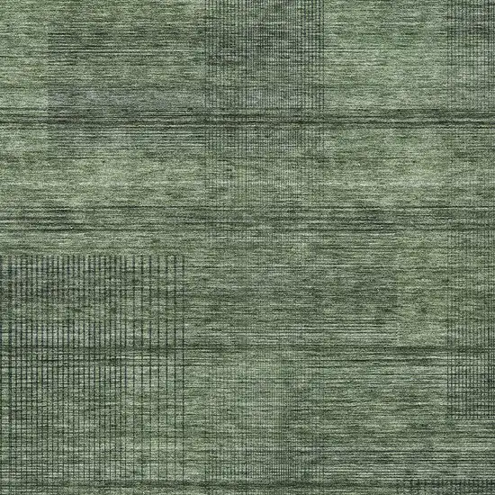 Olive Green And Gray Striped Washable Indoor Outdoor Area Rug Photo 6