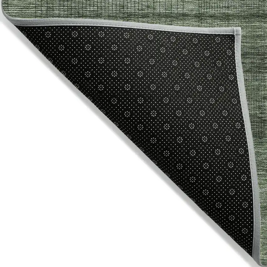 Olive Green And Gray Striped Washable Indoor Outdoor Area Rug Photo 4
