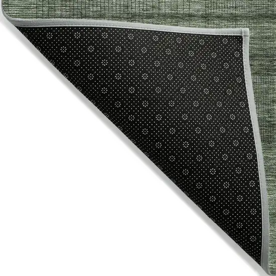 Olive Green And Gray Striped Washable Indoor Outdoor Area Rug Photo 4