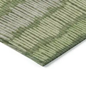 Photo of Olive Green And Gray Striped Washable Indoor Outdoor Area Rug