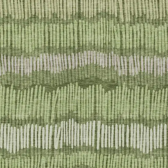 Olive Green And Gray Striped Washable Indoor Outdoor Area Rug Photo 6