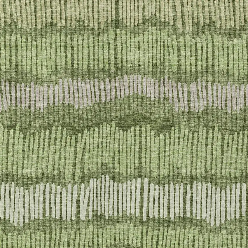 Olive Green And Gray Striped Washable Indoor Outdoor Area Rug Photo 6