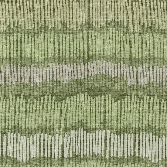 Olive Green And Gray Striped Washable Indoor Outdoor Area Rug Photo 6