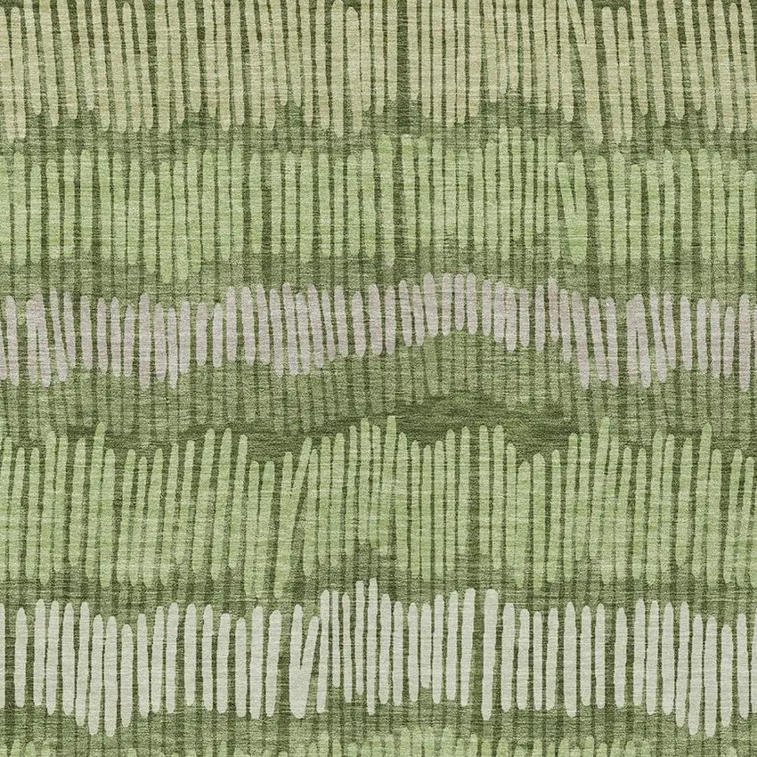 Olive Green And Gray Striped Washable Indoor Outdoor Area Rug Photo 6