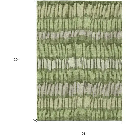 Olive Green And Gray Striped Washable Indoor Outdoor Area Rug Photo 3