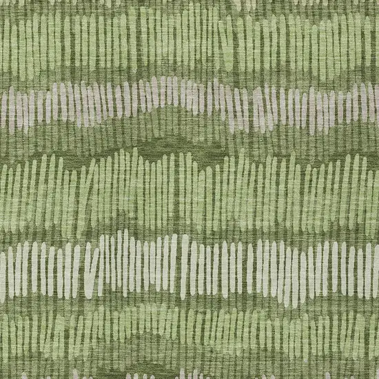 Olive Green And Gray Striped Washable Indoor Outdoor Area Rug Photo 6