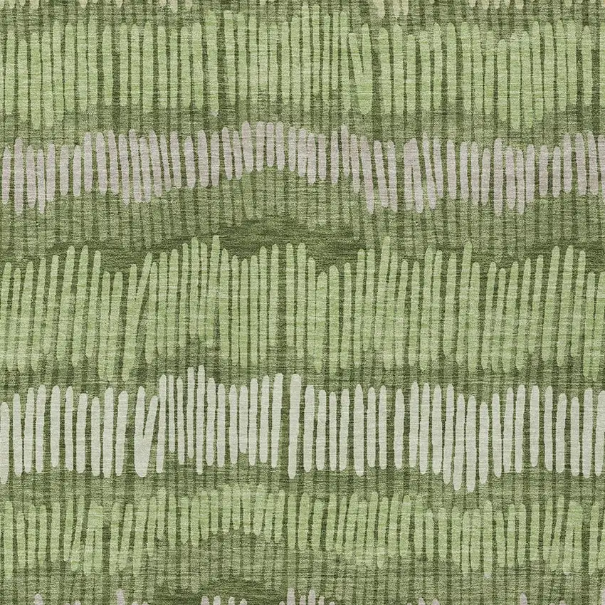 Olive Green And Gray Striped Washable Indoor Outdoor Area Rug Photo 6