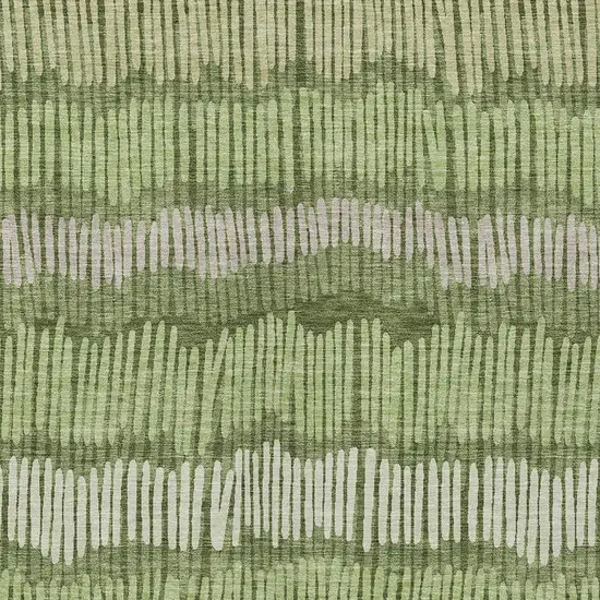 Olive Green And Gray Striped Washable Indoor Outdoor Area Rug Photo 6
