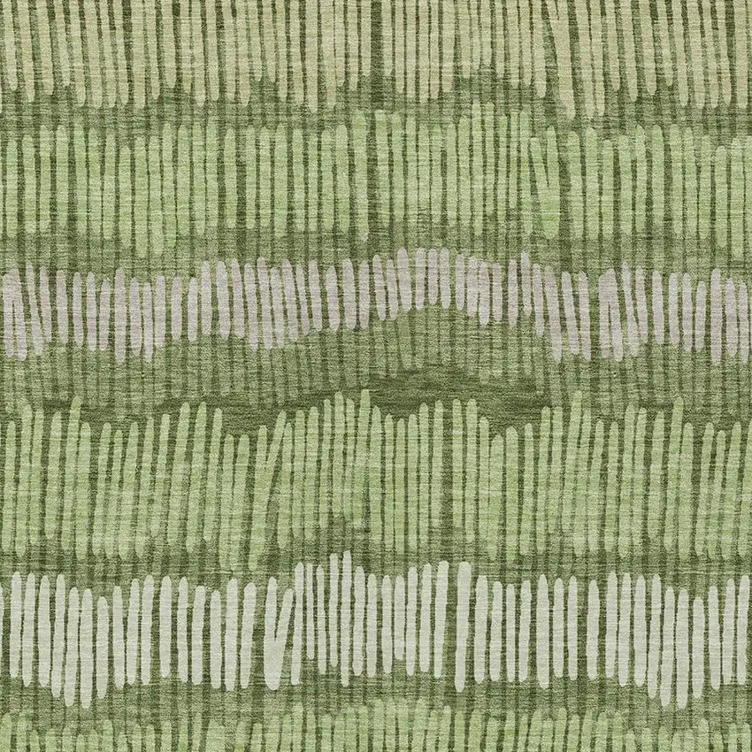Olive Green And Gray Striped Washable Indoor Outdoor Area Rug Photo 6