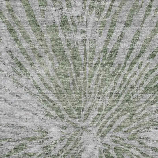 Olive Green And Gray Zebra Print Washable Area Rug With UV Protection Photo 3
