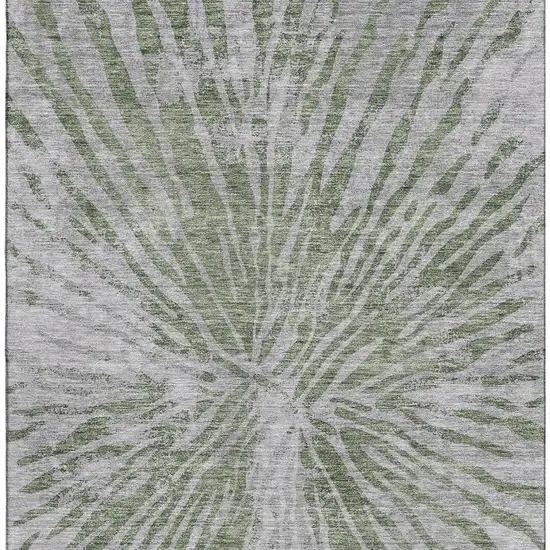 Olive Green And Gray Zebra Print Washable Area Rug With UV Protection Photo 4
