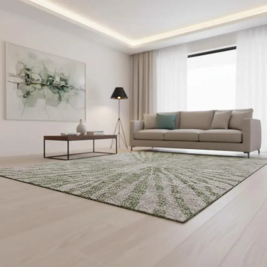 Olive Green And Gray Zebra Print Washable Area Rug With UV Protection Photo 2