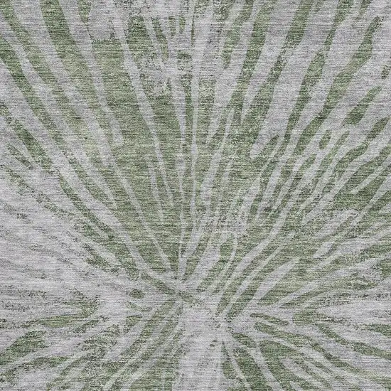 Olive Green And Gray Zebra Print Washable Area Rug With UV Protection Photo 3
