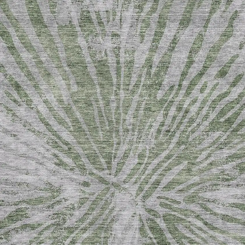 Olive Green And Gray Zebra Print Washable Area Rug With UV Protection Photo 3