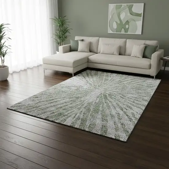 Olive Green And Gray Zebra Print Washable Area Rug With UV Protection Photo 2