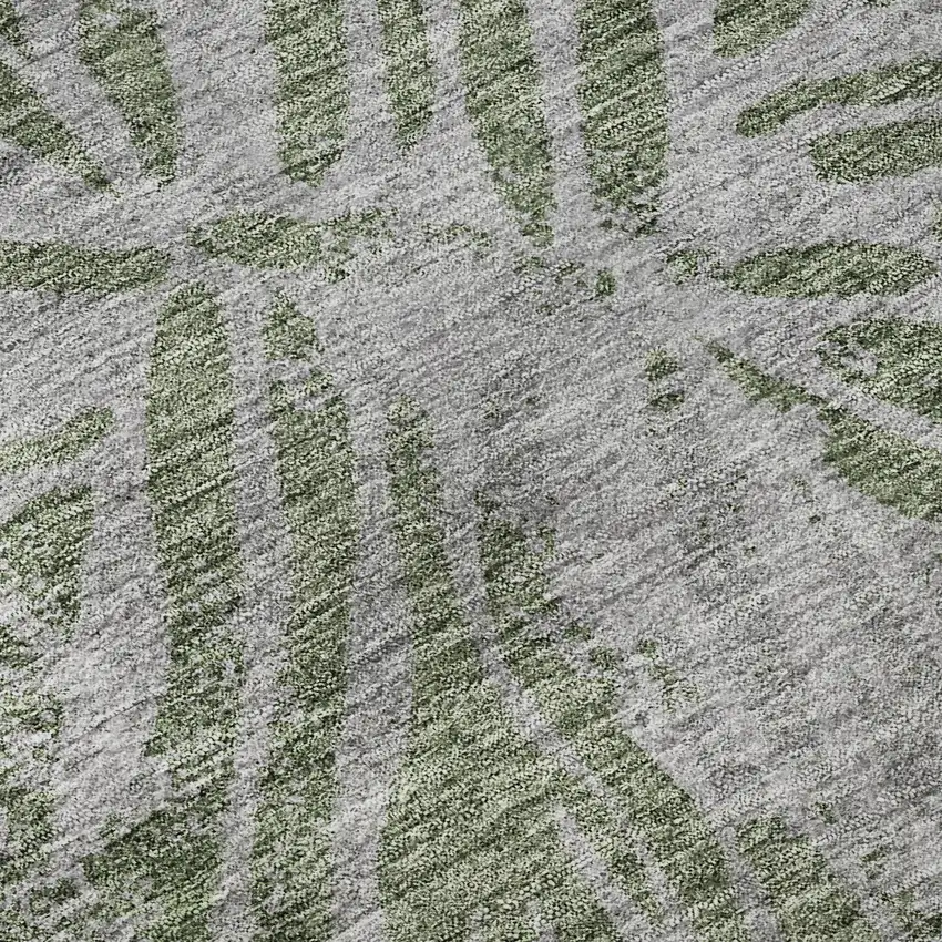 Olive Green And Gray Zebra Print Washable Area Rug With UV Protection Photo 9