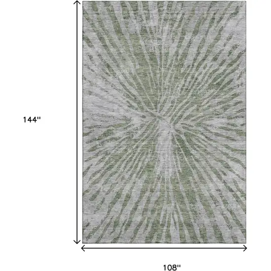 Olive Green And Gray Zebra Print Washable Area Rug With UV Protection Photo 3