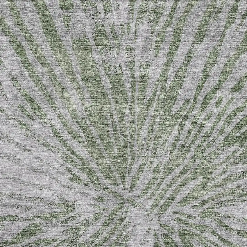 Olive Green And Gray Zebra Print Washable Area Rug With UV Protection Photo 3