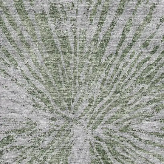 Olive Green And Gray Zebra Print Washable Area Rug With UV Protection Photo 3
