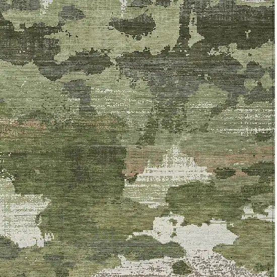 Olive Green And Green Abstract Washable Indoor Outdoor Area Rug Photo 2