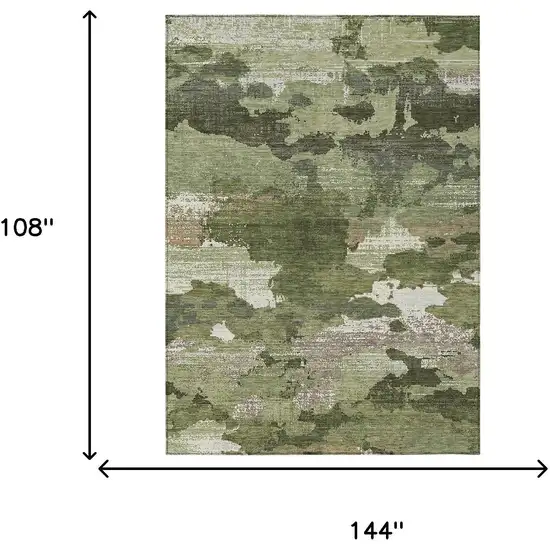 Olive Green And Green Abstract Washable Indoor Outdoor Area Rug Photo 6
